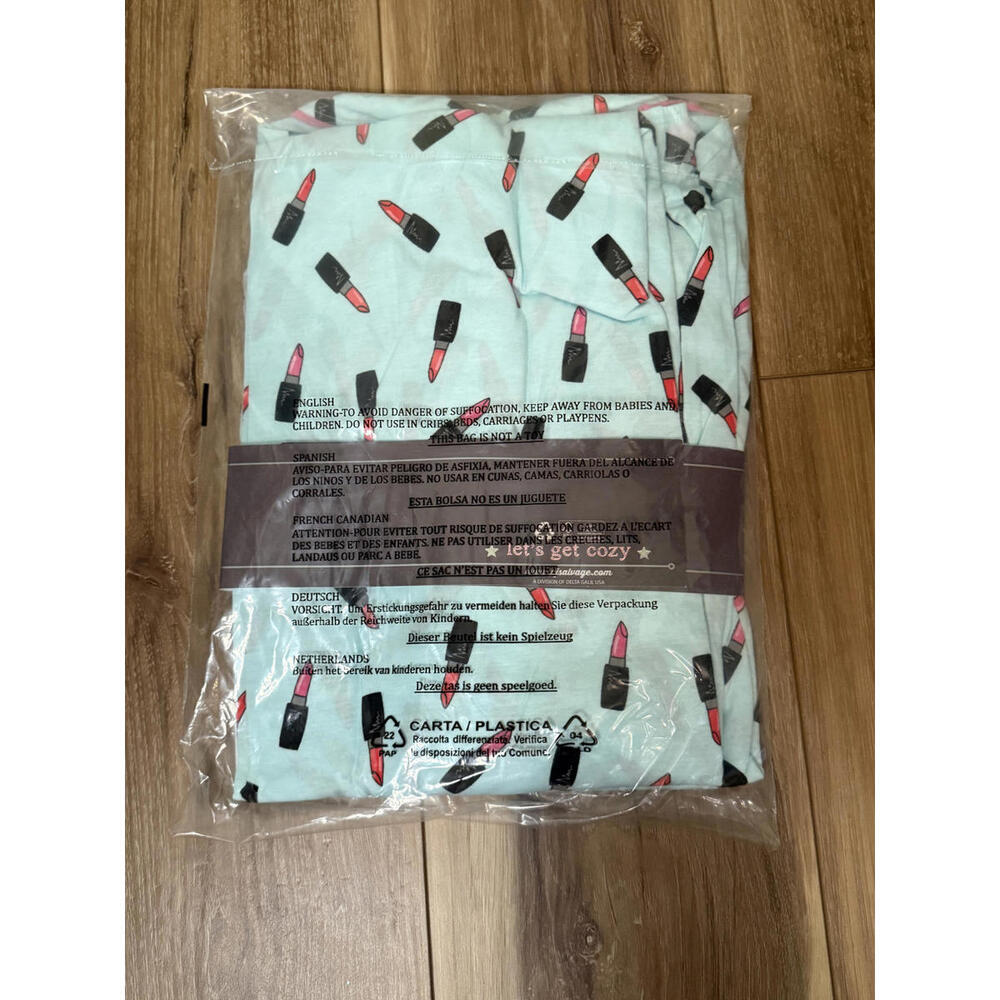NWT! PJ Salvage Jersey Pajamas in Mint Lipstick Print Size Medium - Picture 4 of 4